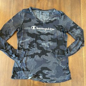 BOGO 50% off - Champion v neck camouflage long sleeve tee shirt